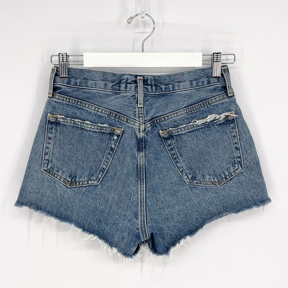 AGOLDE Parker Cut Off Denim Shorts Women’s Size 24 Swapmeet Dark Blue - Picture 5 of 5